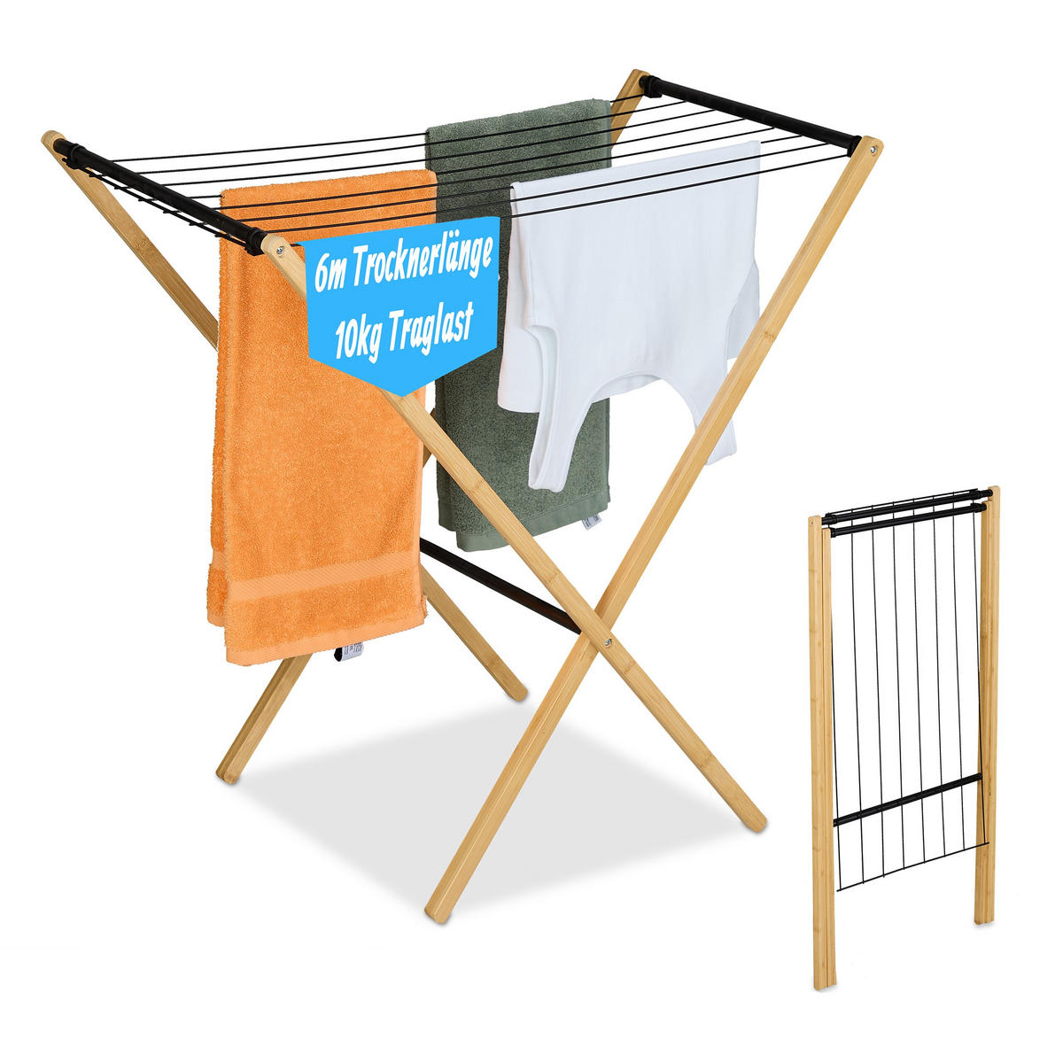 SUŠIAK na prádlo - viacfarebná, kov/drevo (79/77/49cm) - Relaxdays