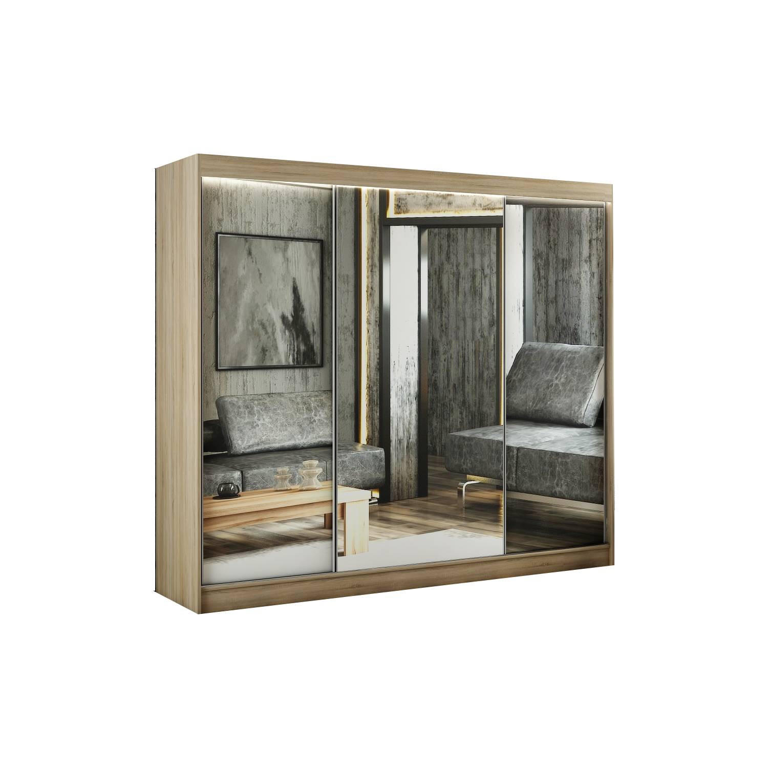 SCHIEBETÜRENSCHRANK DOMA - Sonoma Eiche, Holzwerkstoff (250/215/61cm) - Meblini