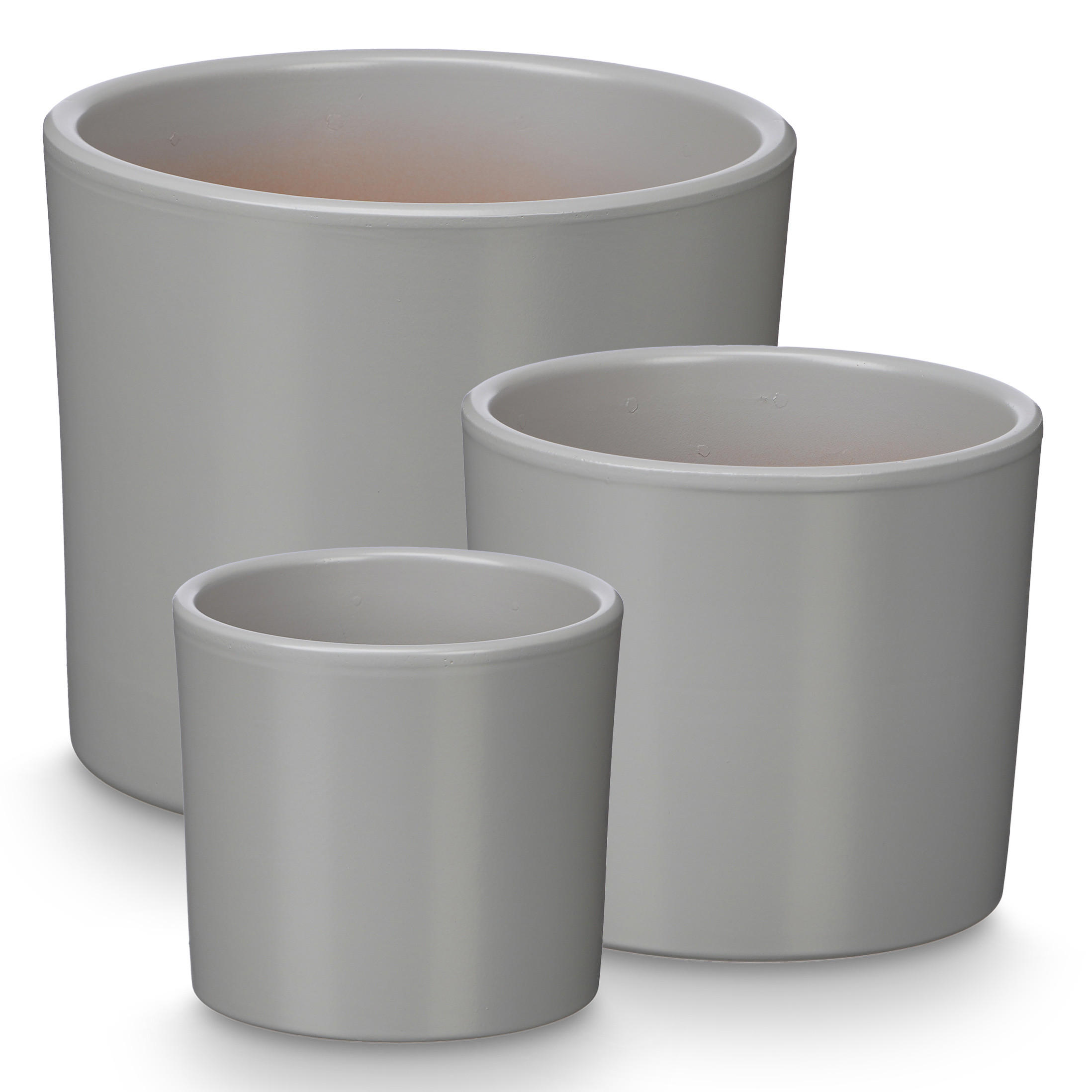 BLUMENTOPF Keramik 14/17/22 cm, 3er Set - Grau, Keramik (22/19/22cm) - Ibergarden