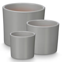 BLUMENTOPF Keramik 14/17/22 cm, 3er Set - Grau, Keramik (22/19/22cm) - Ibergarden