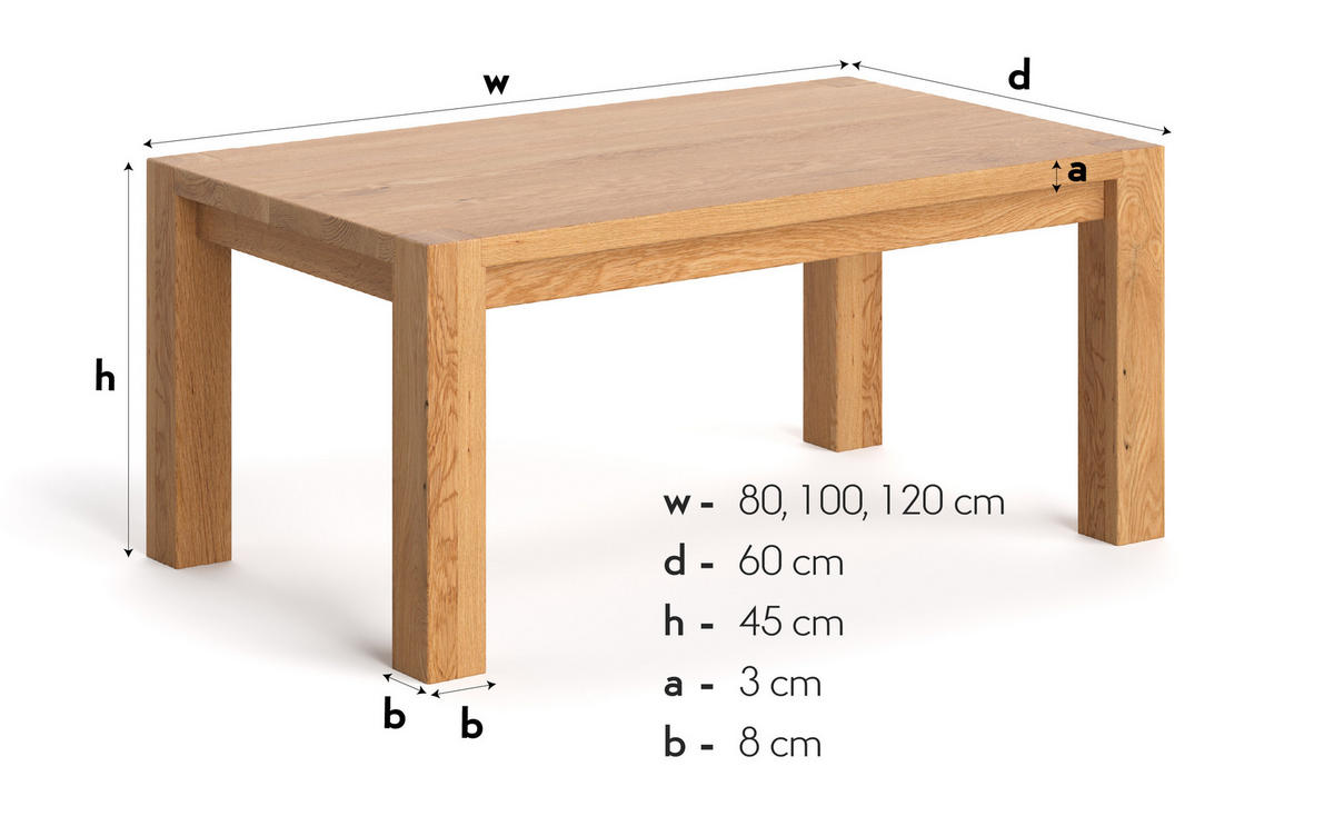 COUCHTISCH Gustav aus massivem Eichenholz 100 cm - Eichefarben/Braun, Holz (100/60/45cm) - Danzz
