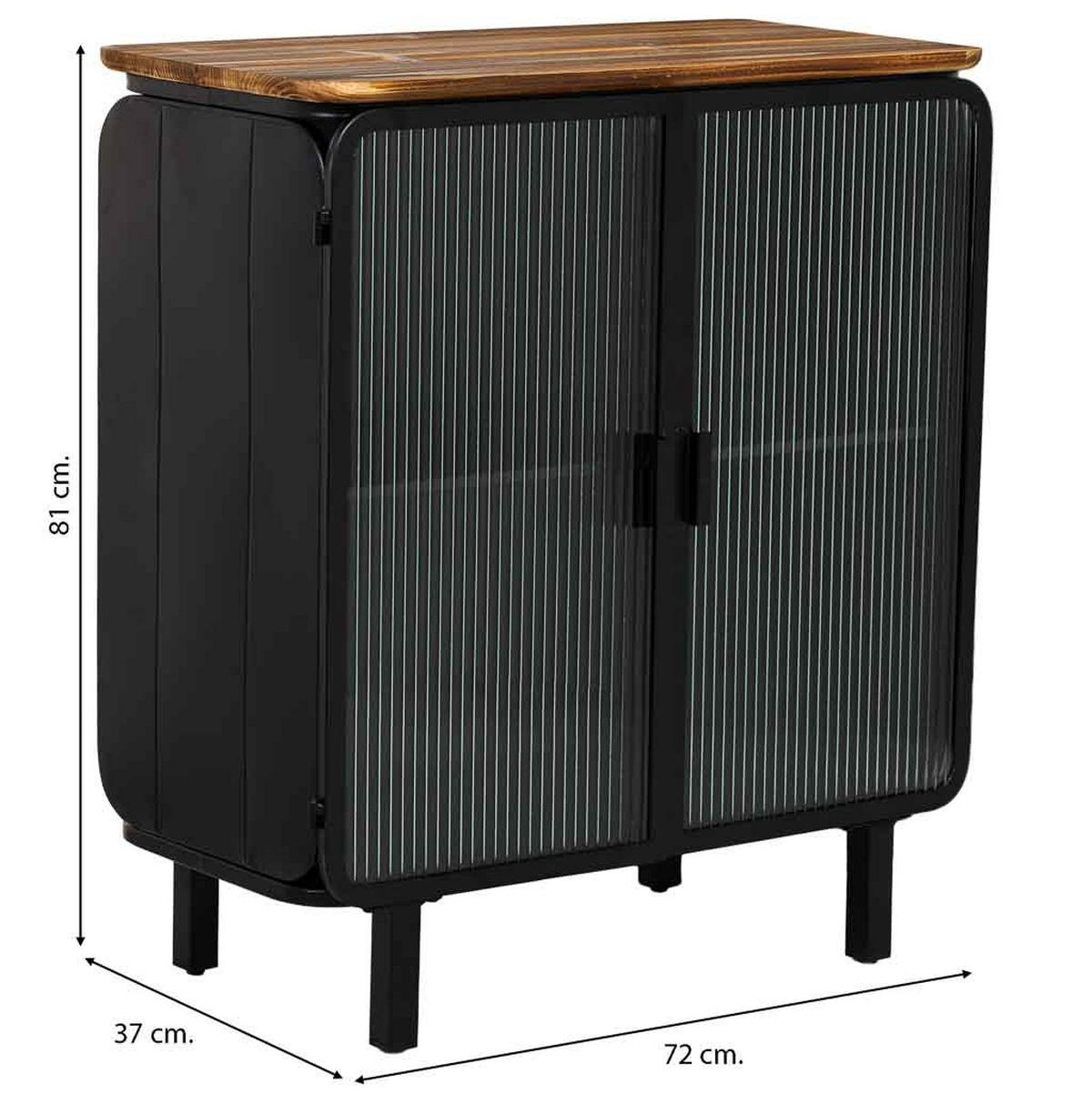 VITRINE aus Metall und Holz und Glas, schwarz, 72x37x81cm - Schwarz, Holz (72/81/37cm) - Wanderlust