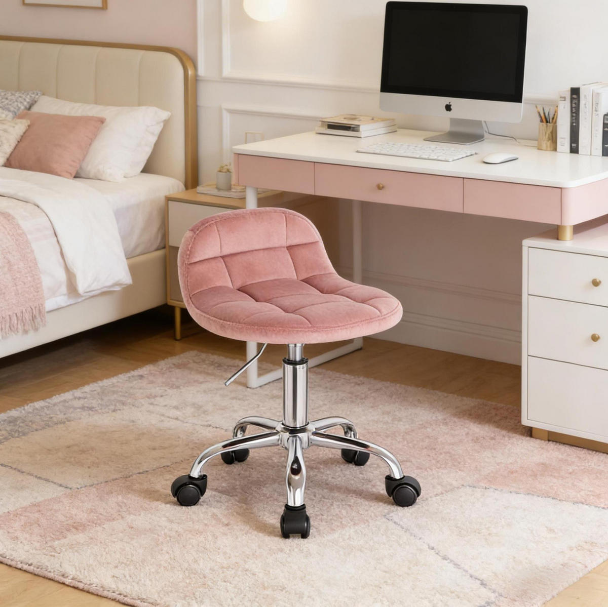 BÜROSTUHL höhenverstellbar Samt Pink - Pink, Metall (38/68/31cm) - Meubliv