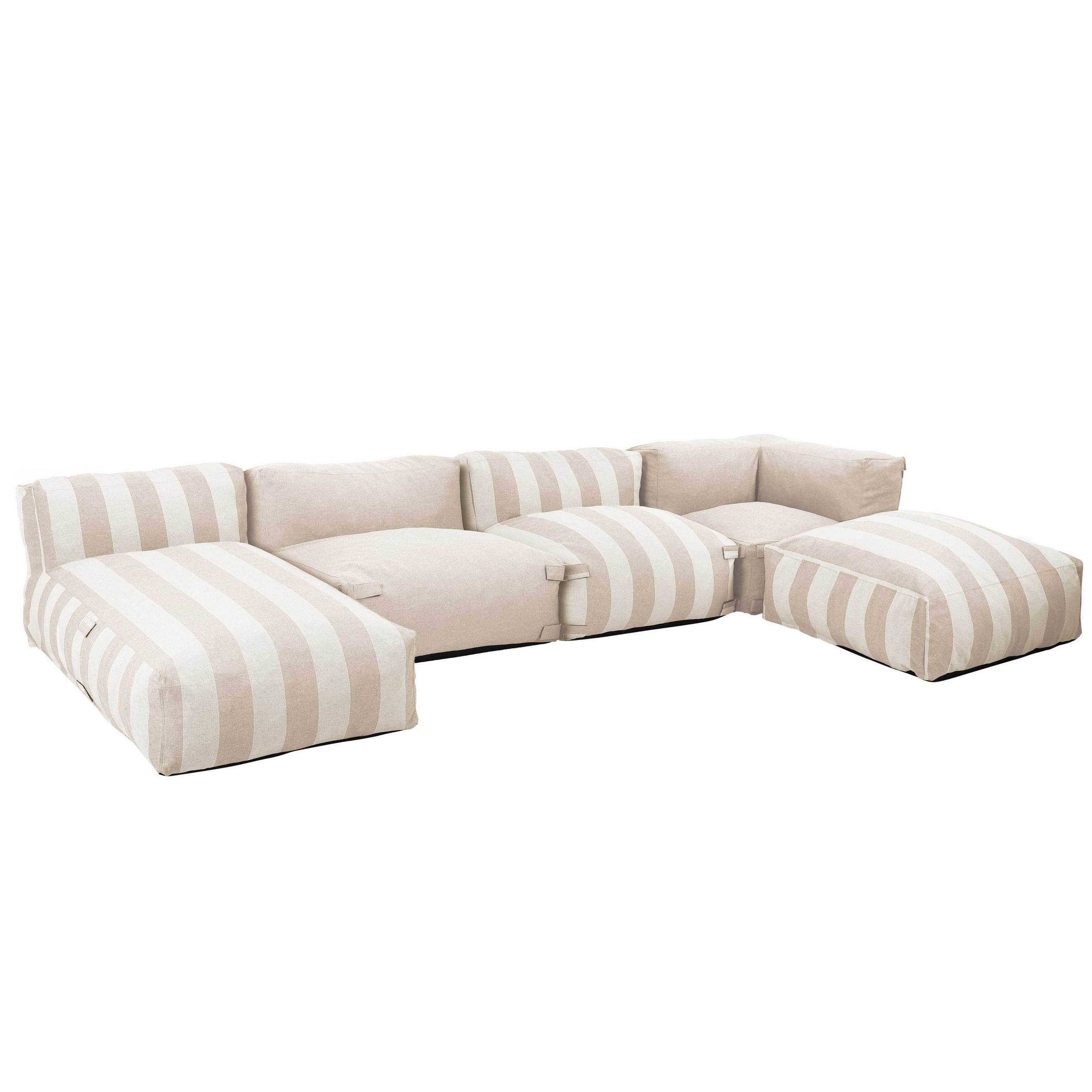 GARTENSOFA mit 5 Sitzplätzen, Beigefarbe - Beige, Textil - Oviala