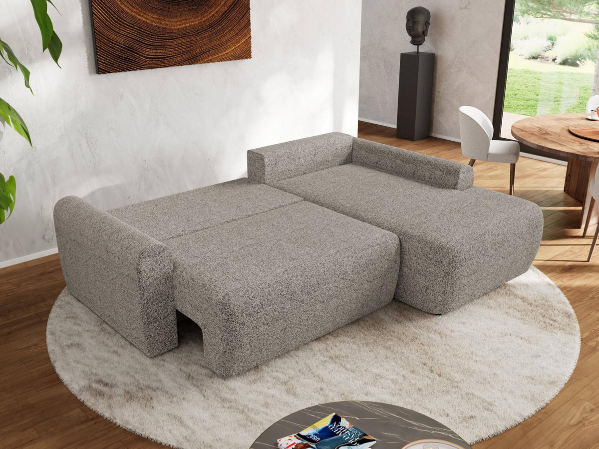 ECKSCHLAFSOFA CUBO L Beige Struktur - rechts - Beige/Schwarz, Kunststoff/Textil (187/273cm) - MKS
