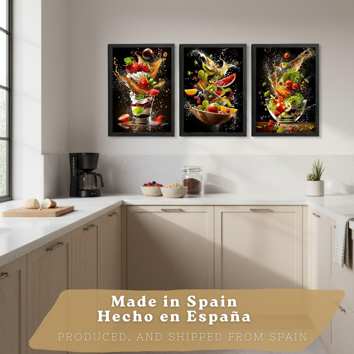 PLAKAT Sada 3 Salát A4 Černý rám - černá, papír (29.7/1/21cm) - Nacnic