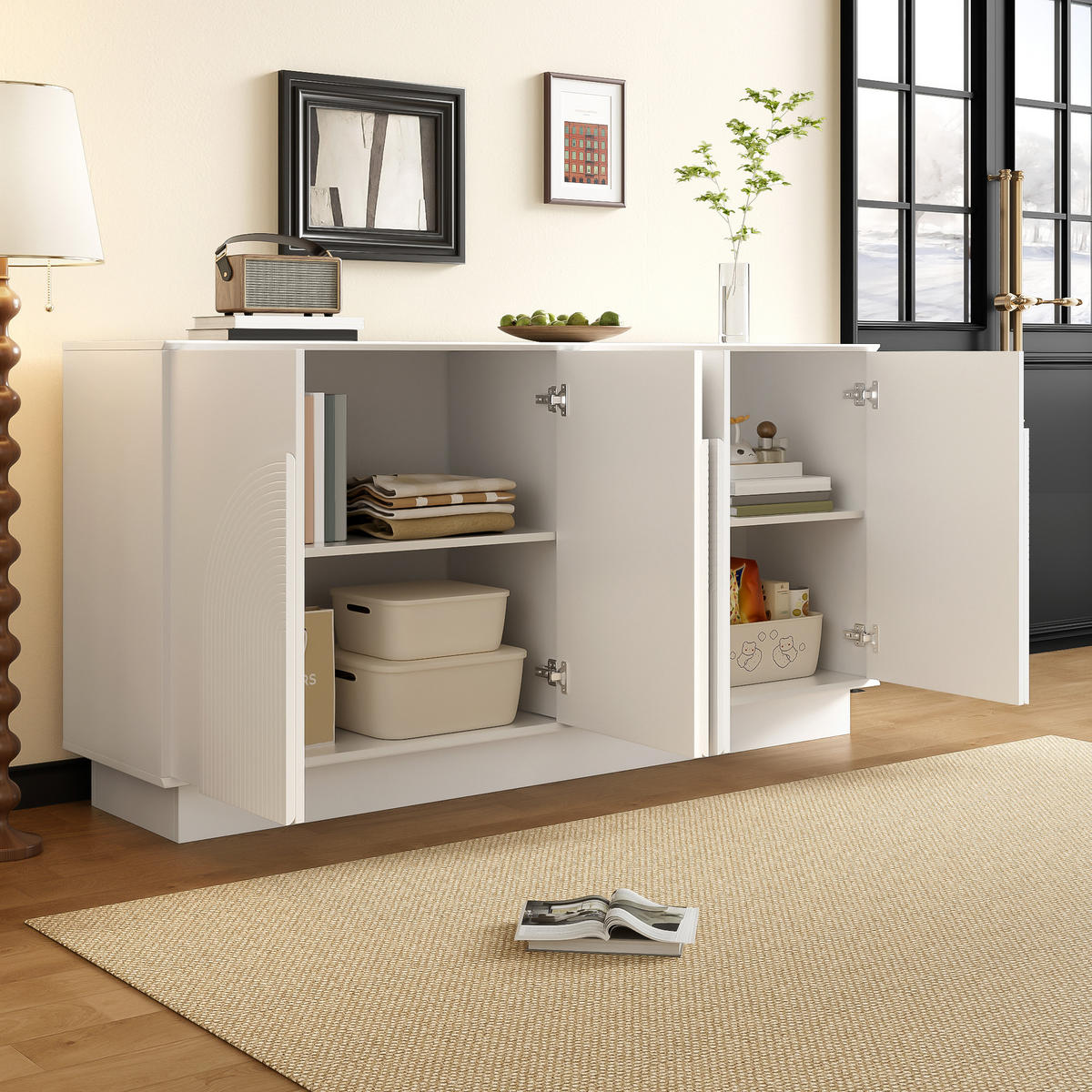 SIDEBOARD 160 cm 4 Türen weiß - Weiß, Holzwerkstoff (160/80/38cm)