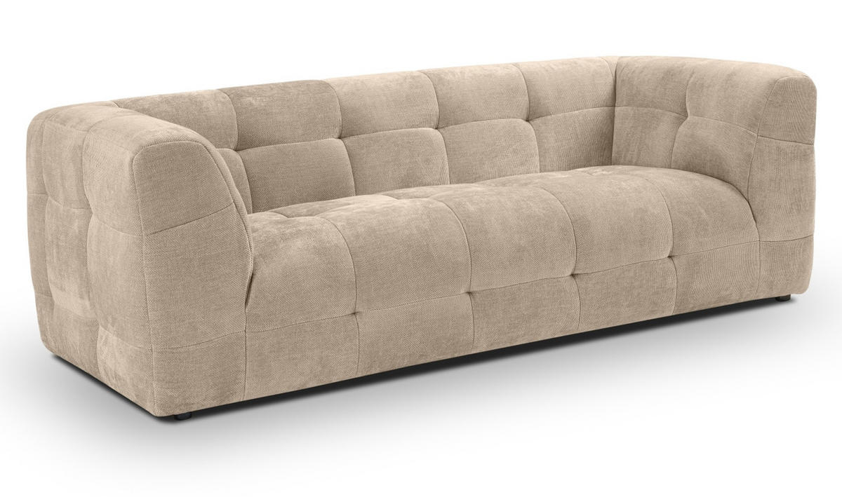 SOFA beige Strukturstoff, Couch 2,5-Sitzer 217 cm mit Steppoptik - Beige, Holz/Textil (217/72/96cm) - Inn.Furn
