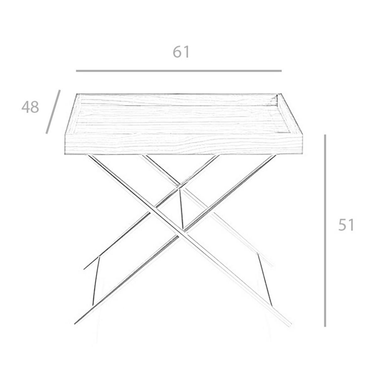 ECKTISCH Rechteckiger Ecktisch Nussbaum und verchromter Stahl 61/48/51 cm - Edelstahlfarben/Nussbaumfarben, Holz/Metall (48/61/51cm) - ANGEL CERDA