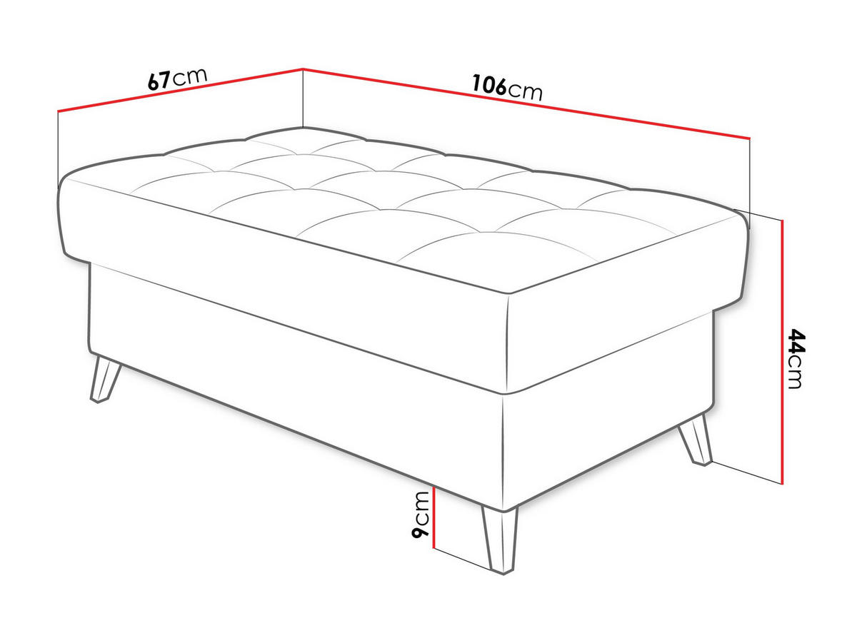 POLSTERHOCKER Nord - Silberfarben/Schwarz, Holz/Textil (106/44/67cm) - MIRJAN24