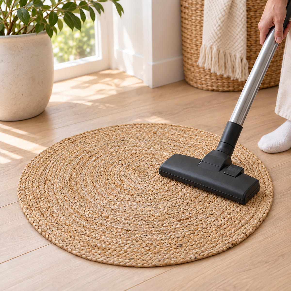 TEPIH prirodna okrugli juta ručno tkan 60 cm - svijetlo bež, tekstil (60/60cm) - Relaxdays