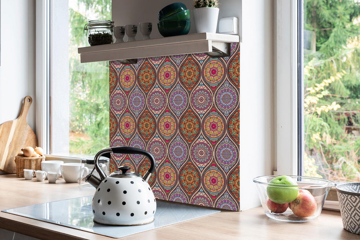 FLIESENAUFKLEBER 9 Stück 30x30 cm selbstklebend Wunderschönes Mandala - Multicolor, Textil (30/1.6/30cm) - TULUP