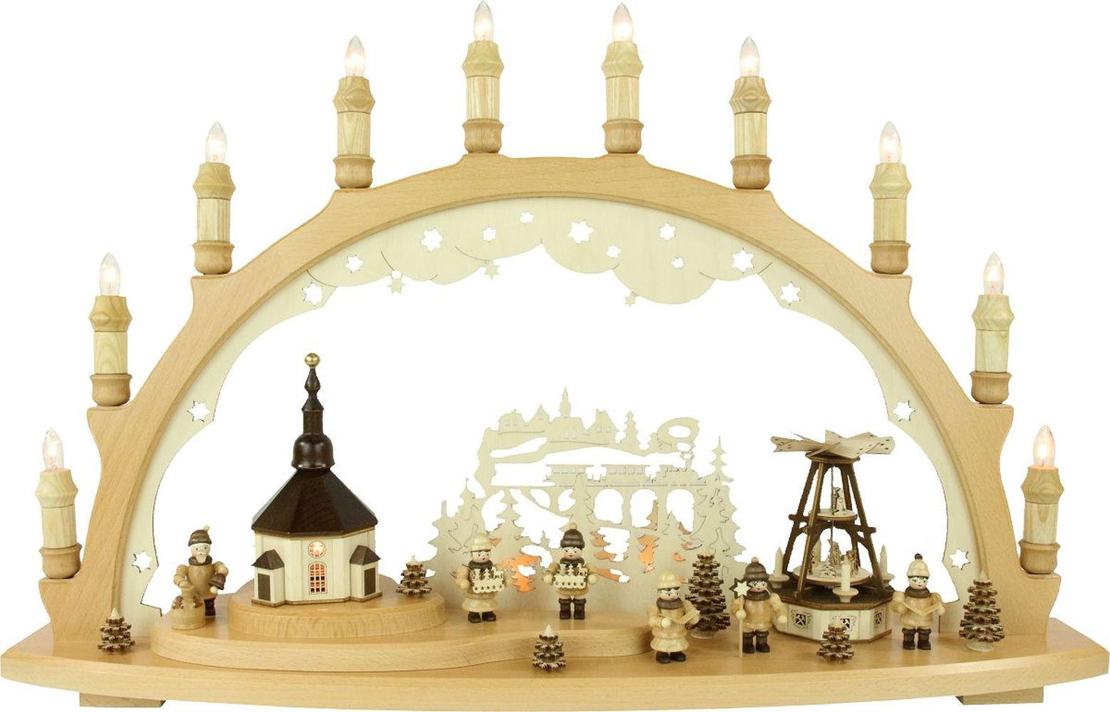 SCHWIBBOGEN Weihnachtsfiguren 10 flammig - Multicolor, Holz (66/44/6.5cm)