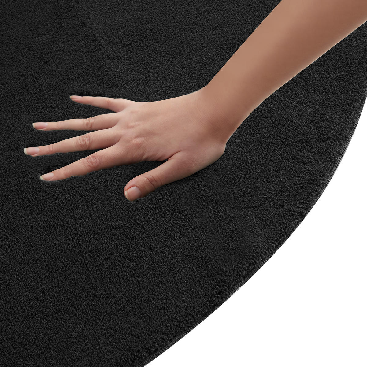 KURZFLORTEPPICH Soft Zone,rutschfeste Unterseite,schwarz - Schwarz, Kunststoff (120/120cm) - tectake