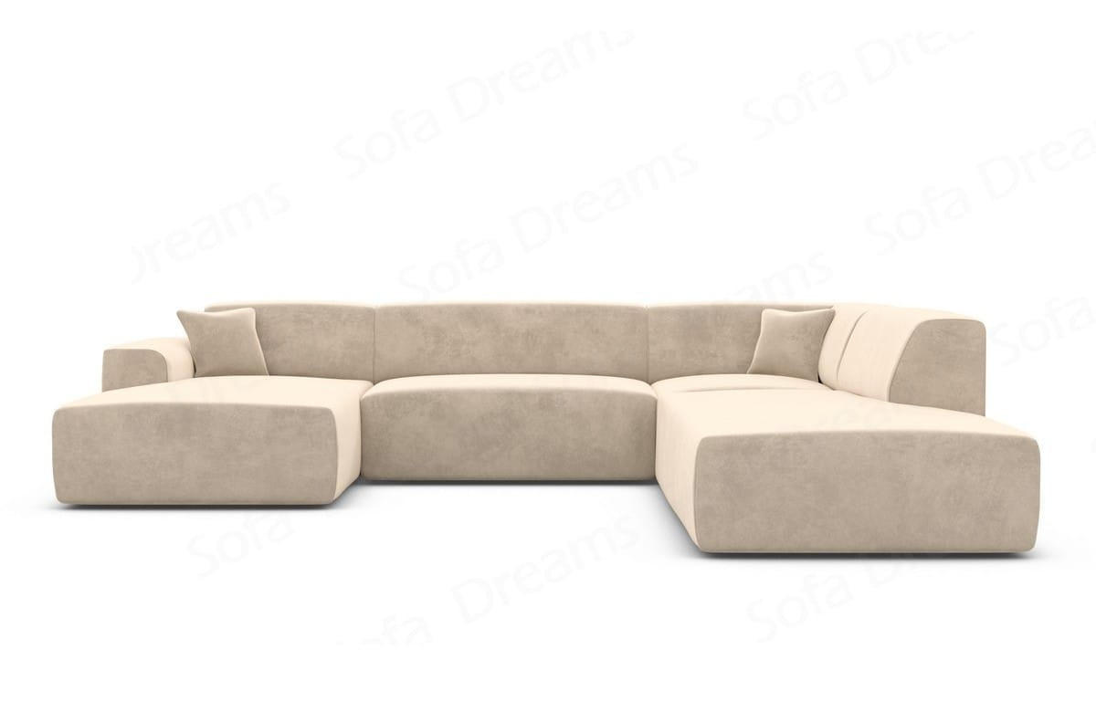 WOHNLANDSCHAFT Genova Beige Samtstoff - Beige, Kunststoff (326/70/263cm)