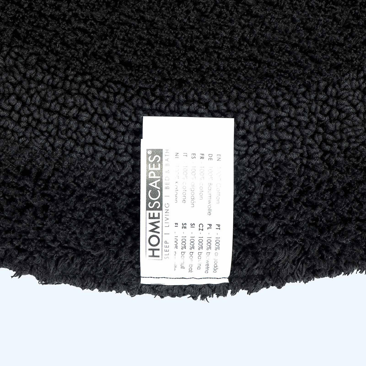 BADEMATTE halbrund 50/80 cm, 100% Baumwolle, wendbar - Schwarz, Textil (50/80cm) - Homescapes