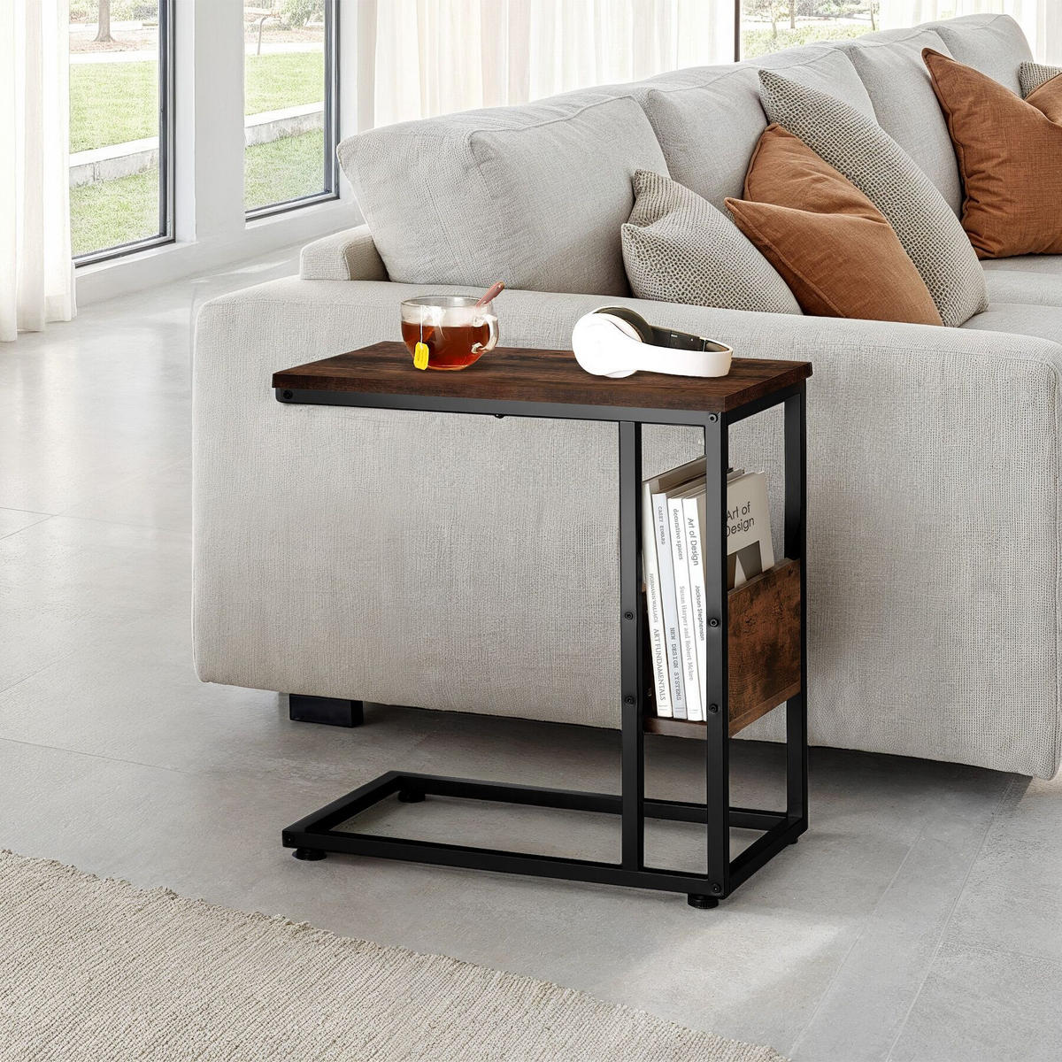 BEISTELLTISCH Wigan,55 x 36,5 x 60 cm,Industrial Holz dunkel, rustikal - Rostfarben, Holz (55/36.5/60cm) - tectake