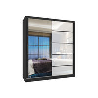 SCHWEBETÜRENSCHRANK Verona MGB, Schwarz/Weiß Hochglanz, 133 cm, mit Spiegel - Weiß, Holz (133/216/60cm) - B BELINI GROUP