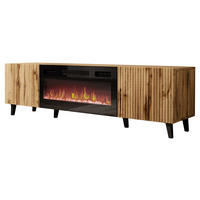 TV-ELEMENT Vamos 180 mit Kamin - Schwarz/Braun, Holzwerkstoff/Kunststoff (181/50/42cm) - MIRJAN24
