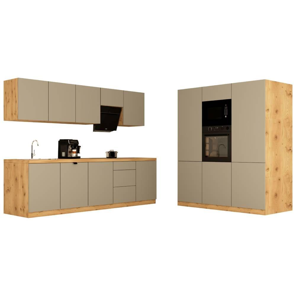 KÜCHENZEILE 300 cm - Langen KL17-M300 - in Beige/ Matt - Beige, Holz (460/212/58cm)