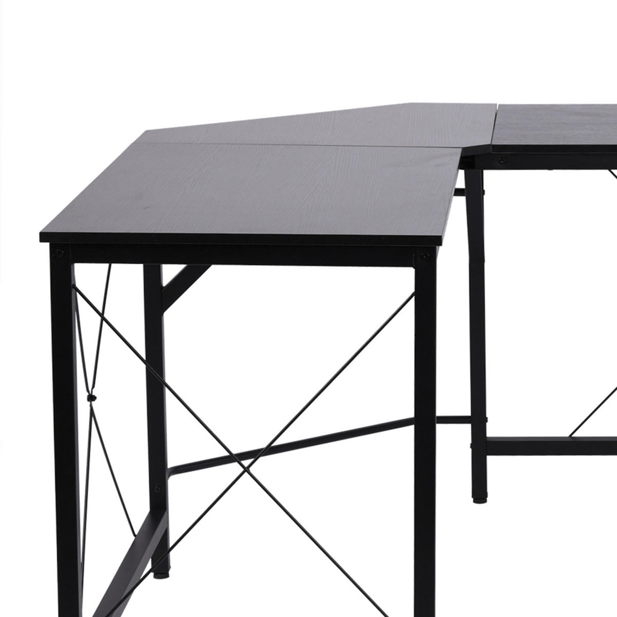 COMPUTERTISCH DE-09116 Eckschreibtisch Schwarz - Schwarz, Metall (150/150/76cm) - ComfortXL