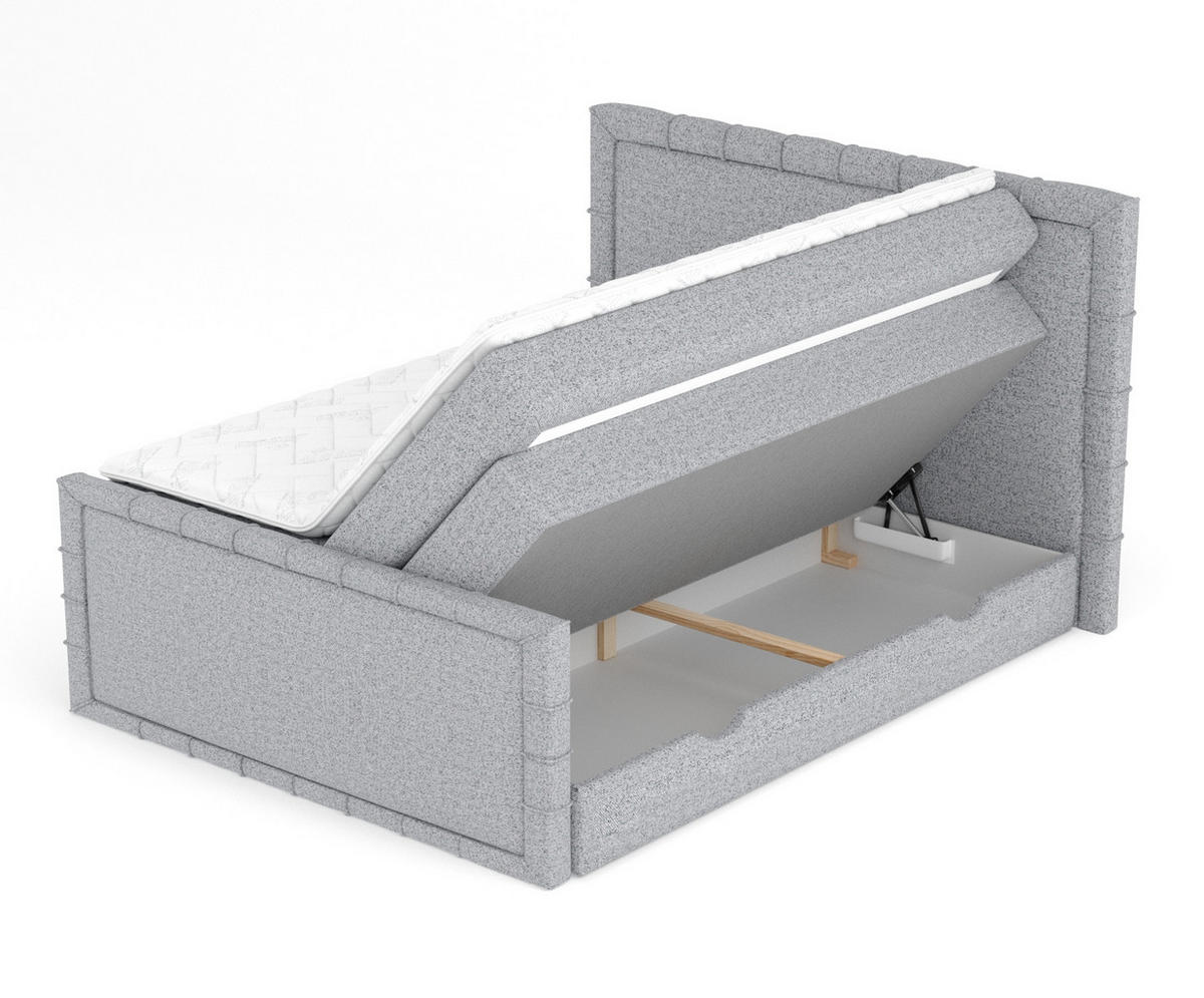 BOXBETT Estelle Grau 160/200 cm im Webstoff - Schwarz/Grau, Holz/Holzwerkstoff (160/200cm) - Maison de Reve