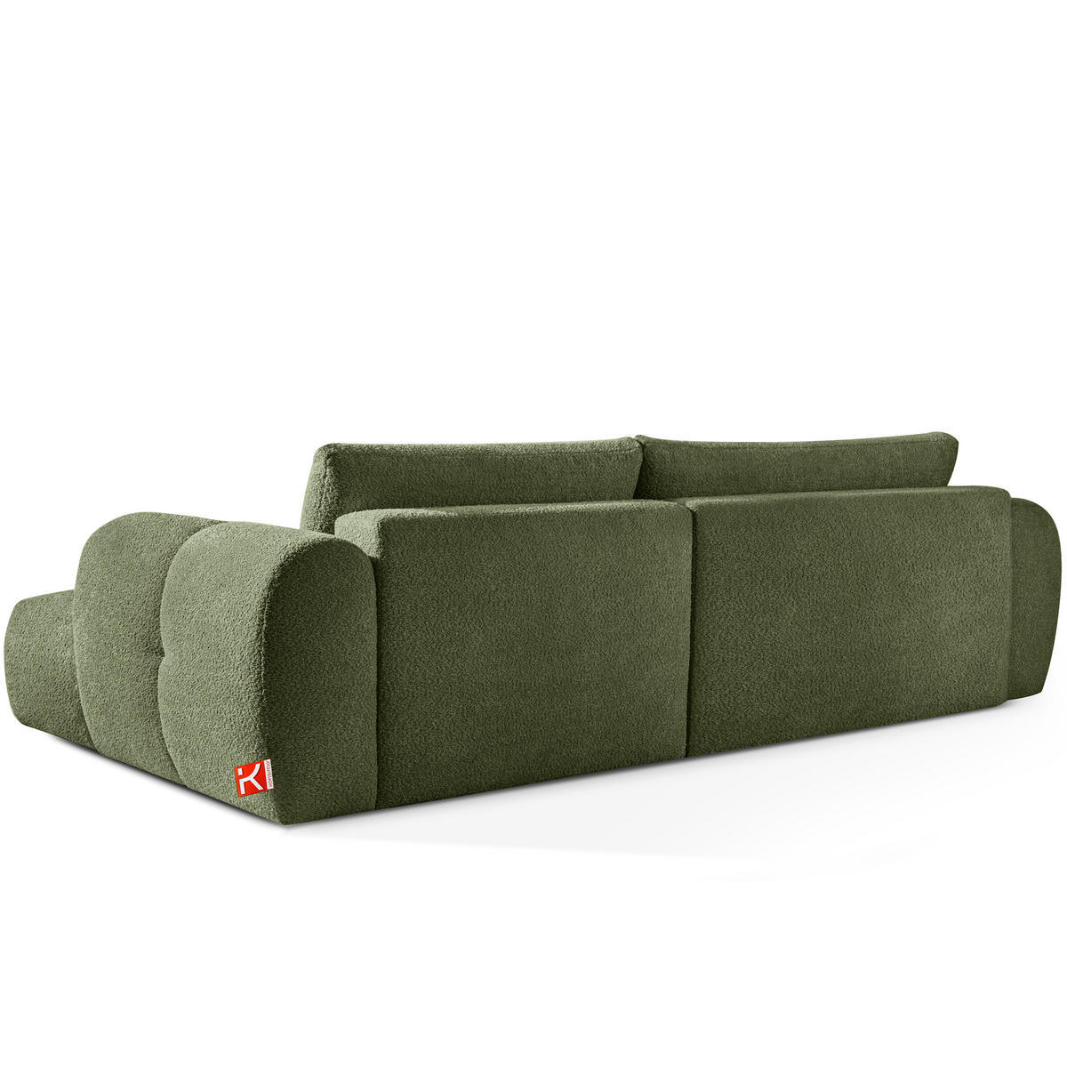 ECKSOFA MIT HOCKER LIRA, Olivgrün, Bouclé - Olivgrün, Holz/Holzwerkstoff (96/50cm) - KONSIMO®