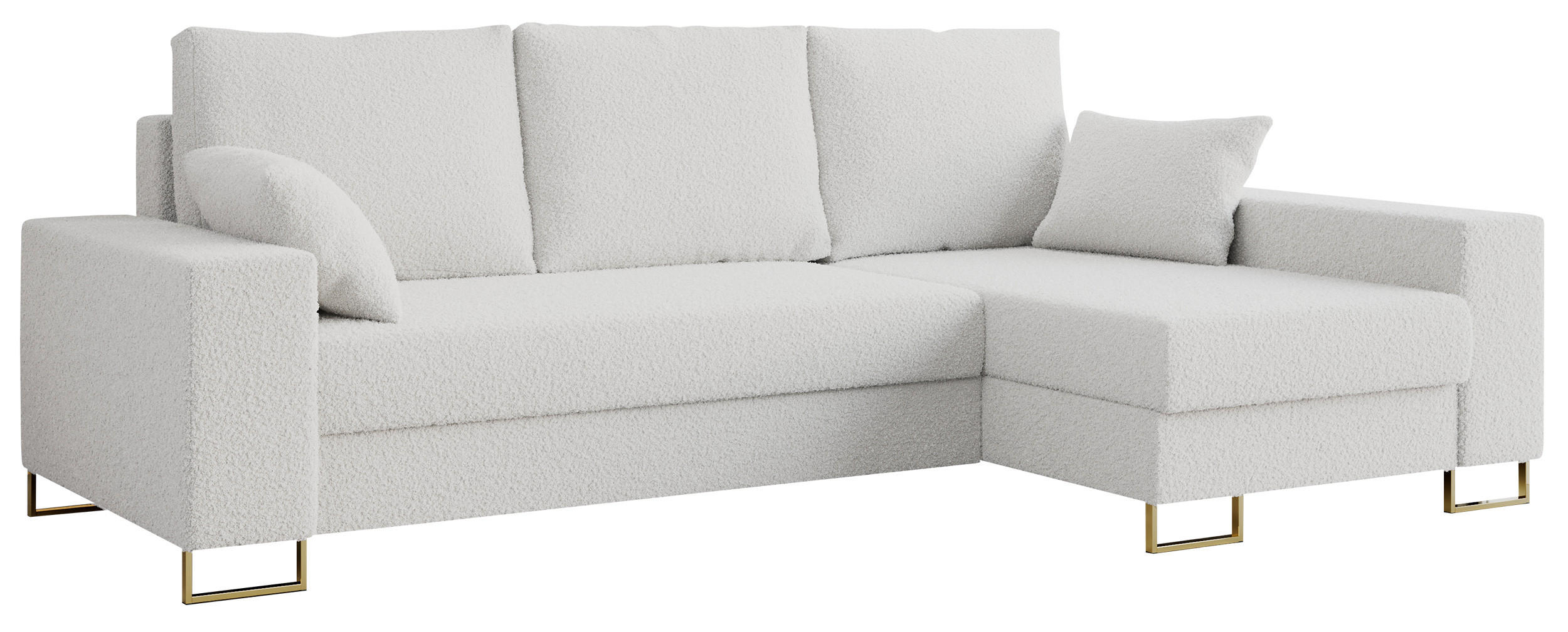 ECKSOFA Dorian Boucle Weiß - Goldfarben/Weiß, Textil/Metall (242/138cm) - MKS