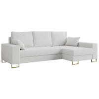 ECKSOFA Dorian Boucle Weiß - Goldfarben/Weiß, Textil/Metall (242/138cm) - MKS