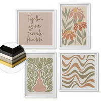 WANDBILDER 4er-Set - 50x50 cm & 40x60 cm Weißer Rahmen - Abstrakte Pastellblumen - Weiß, Kunststoff (50/50cm) - ArtPrintCave