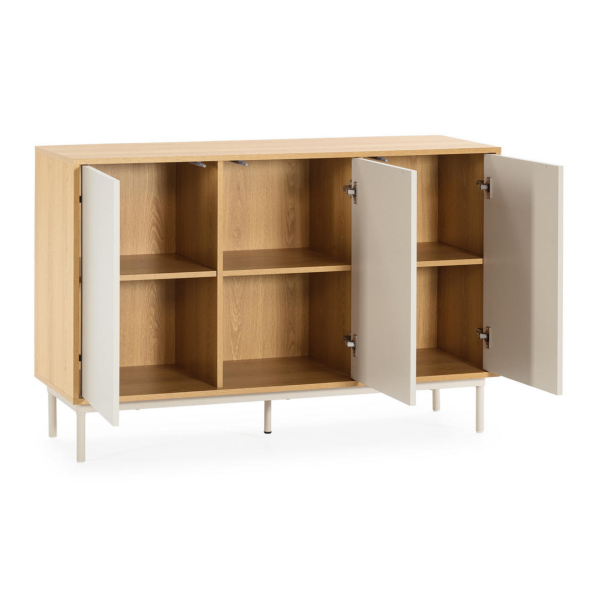 SIDEBOARD Cuzco 3 türen Eichenfarbe/grau - Grau, Holzwerkstoff (120/80/40cm)
