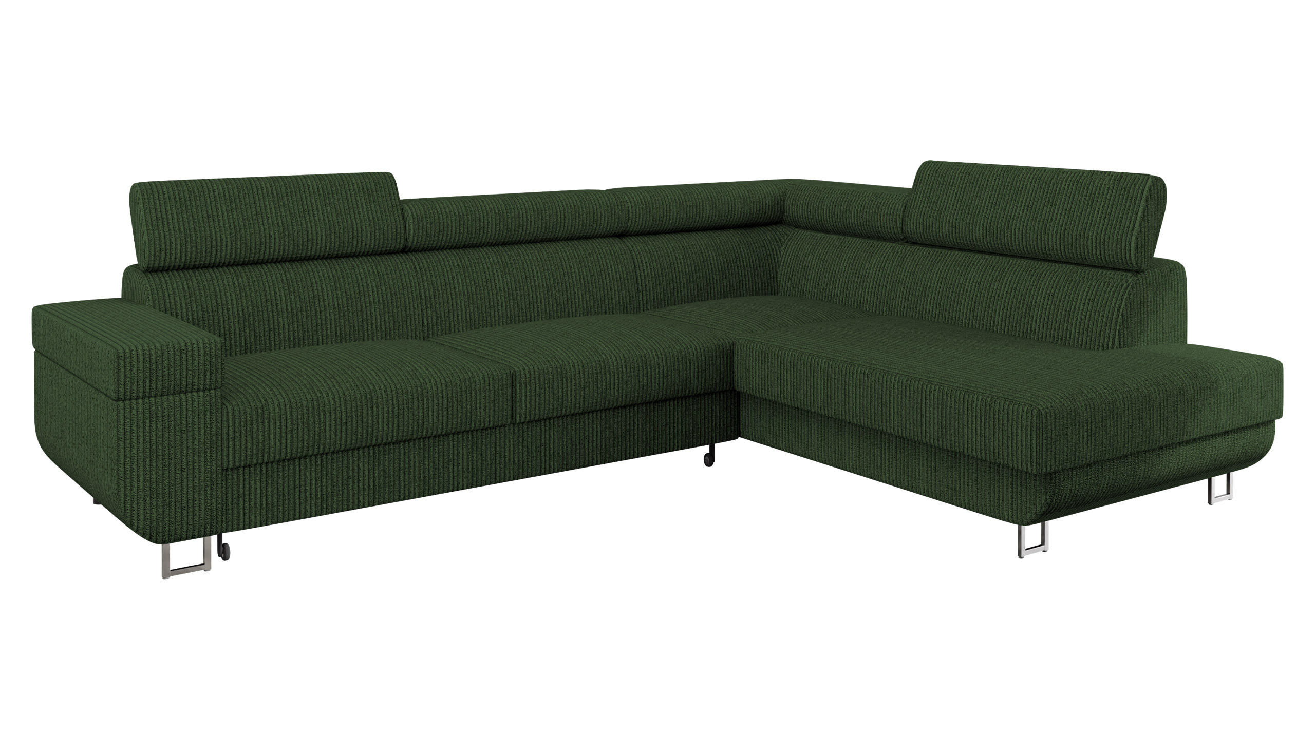 ECKSOFA Fonti Cord, Seite: Rechts - Grün, Holz/Textil (253/188cm) - MIRJAN24