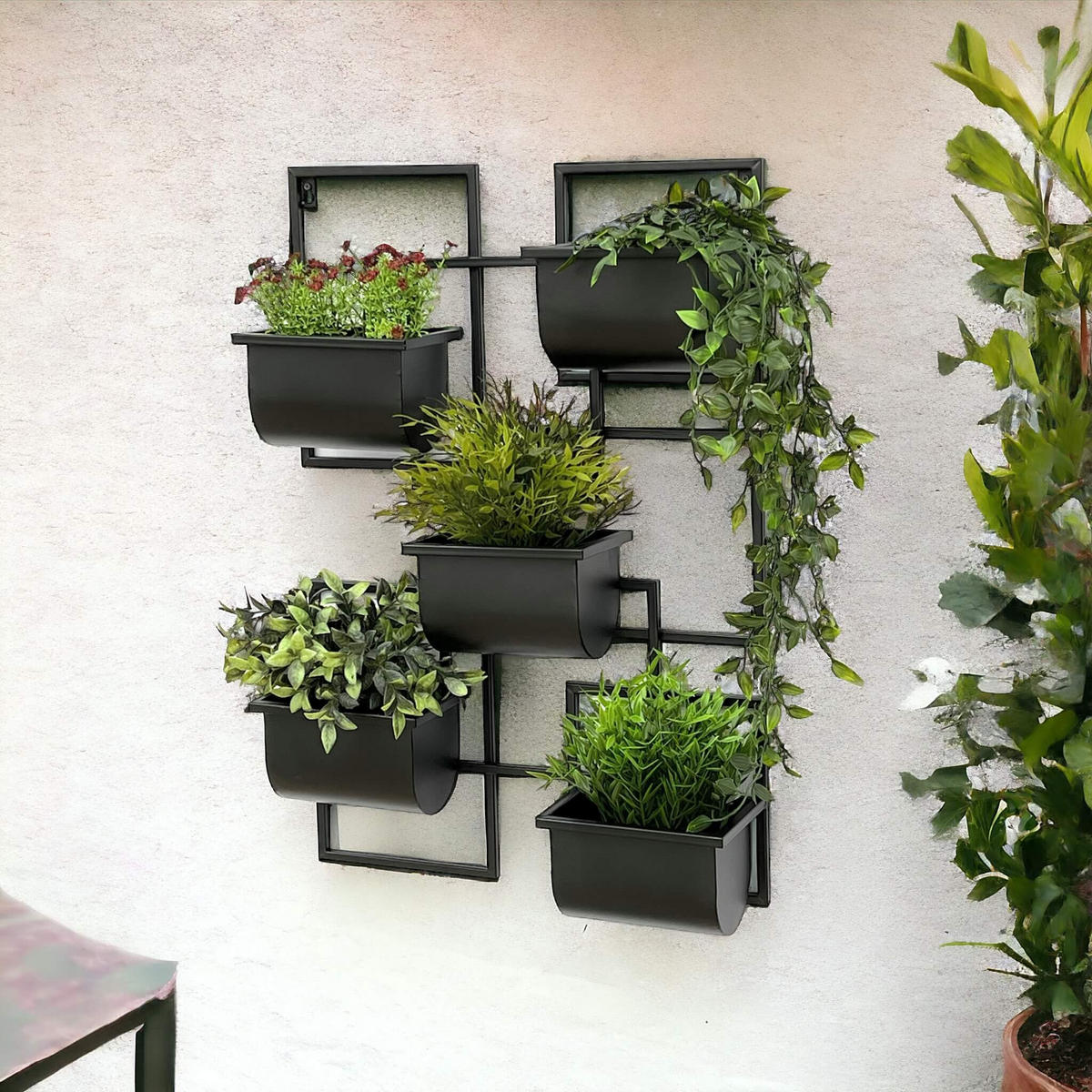 KRÄUTERREGAL Wand Metall Schwarz 48/13/70 cm - Schwarz, Metall (48/70/13cm) - DanDiBo