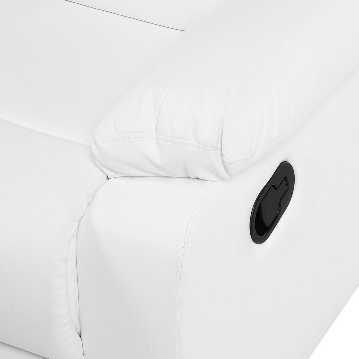 3-SITZER-SOFA Kunstleder Weiß Bergen - Weiß, Kunststoff/Textil (204/101/73cm) - Beliani