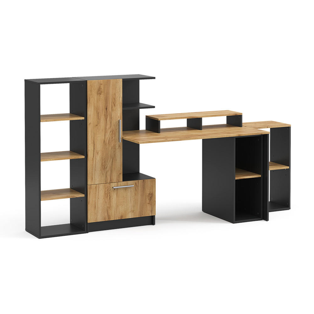 Vicco PSACÍ STŮL Tomy, Antracit/Zlatý mocný dub, 150 x 59 cm Sada 5 kusů