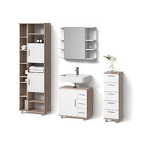 BADMÖBEL-SET Eisak Sonoma 4 Teile - Weiß/Sonoma Eiche, Holzwerkstoff (60/60/33cm) - Livinity®