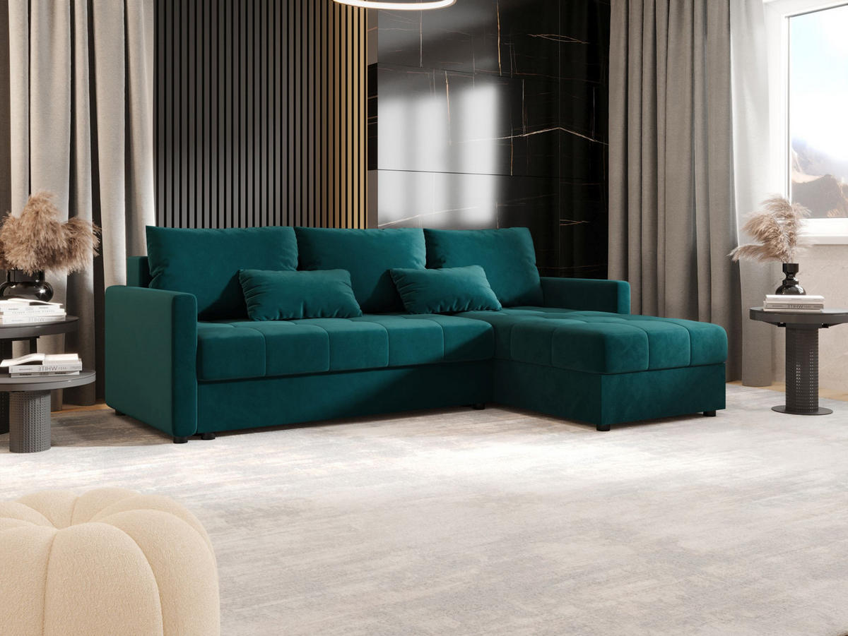 ECKSOFA MOS L BIS Itaka 39 Rechts mit Schlaffunktion - Türkis, Textil (220/143cm) - Bedante