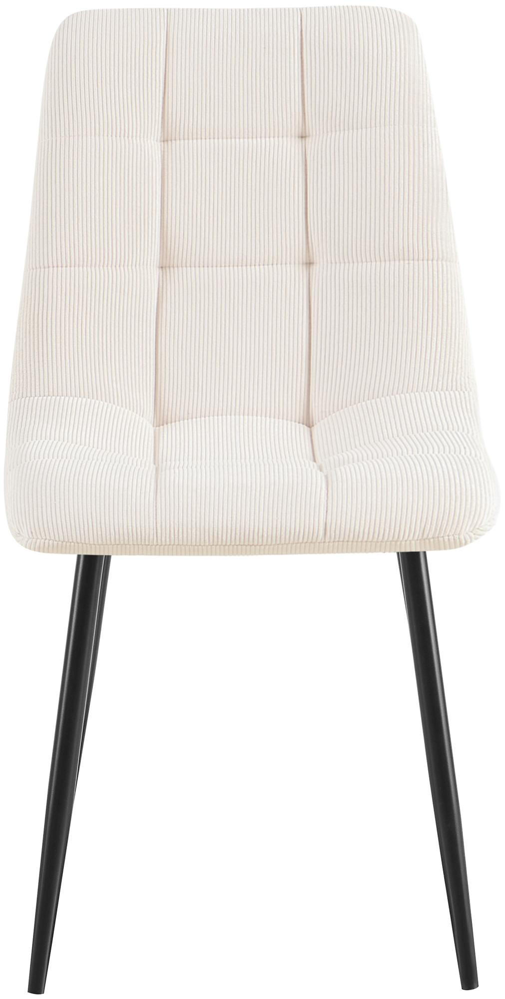 ESSZIMMERSTUHL 2er Set Fanor Cord Creme Wohnzimmerstuhl - Creme, Textil (45/84/55cm) - DELUKE