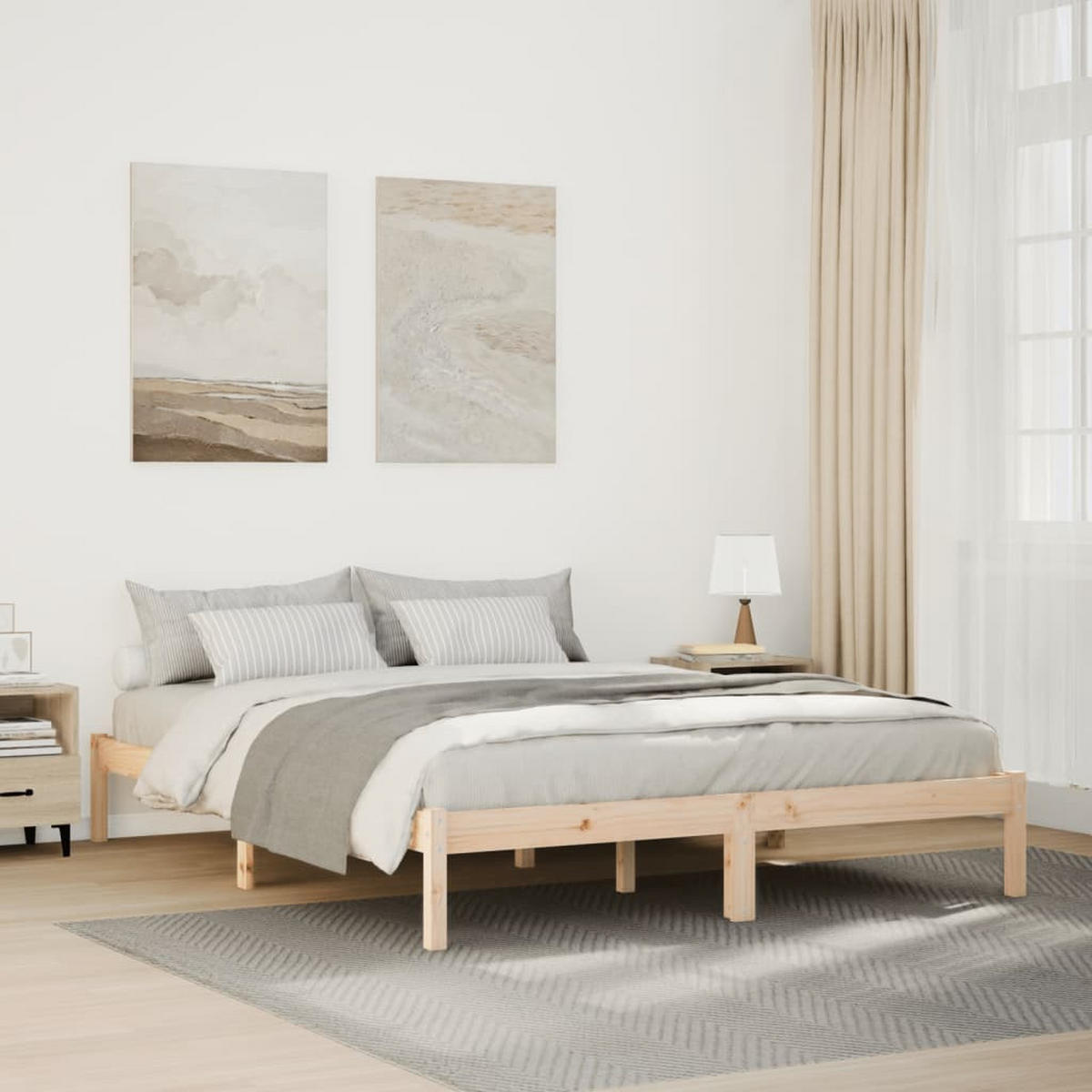 MASSIVHOLZBETT Extra Lang Ohne Matratze 140/220 Kiefernholz - Braun, Holz (140/220cm) - vidaXL