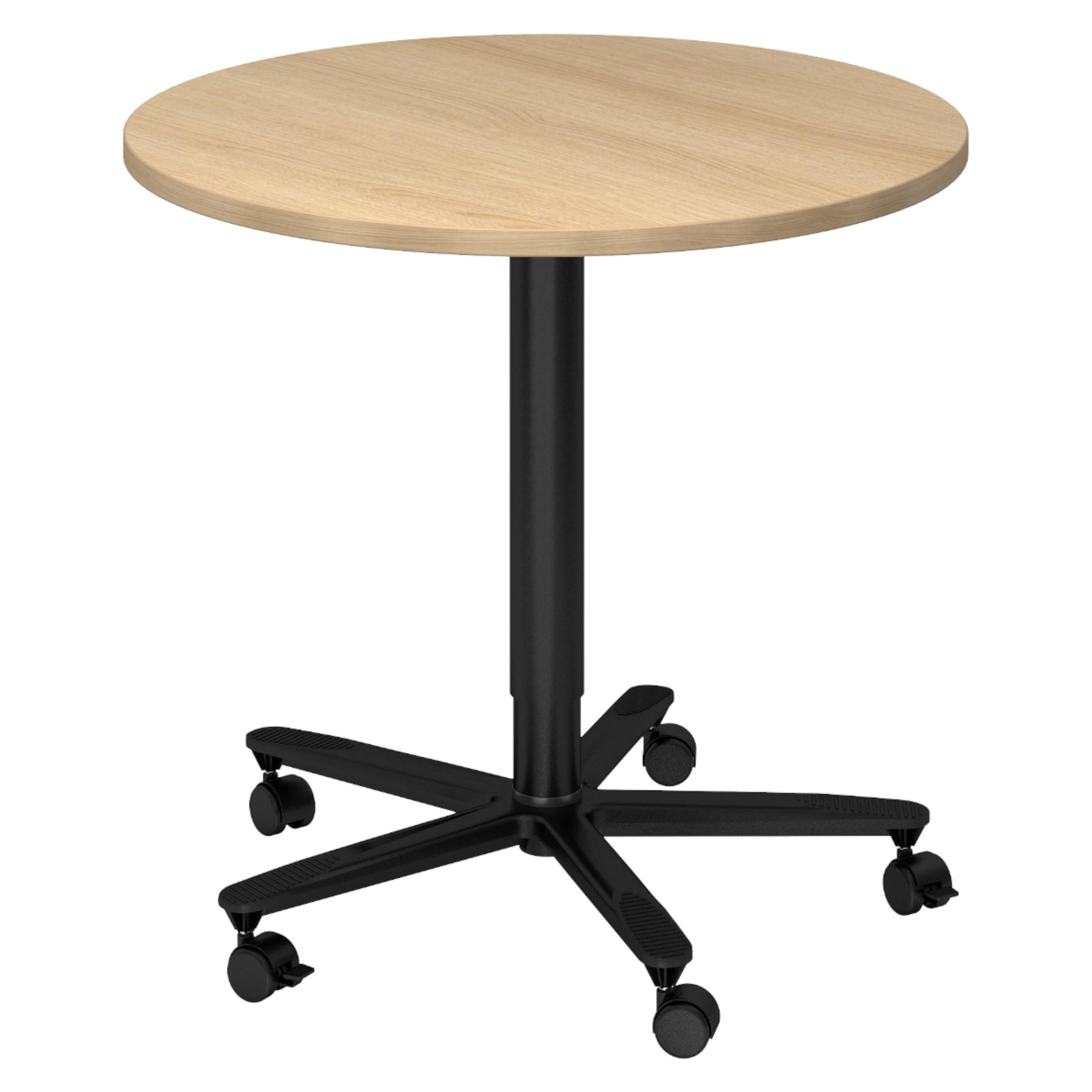 SÄULENHUBTISCH rund ST 80/80/74 cm in Eichefarben/schwarz - Eichefarben/Schwarz, Holzwerkstoff (80/80/74cm) - bümö