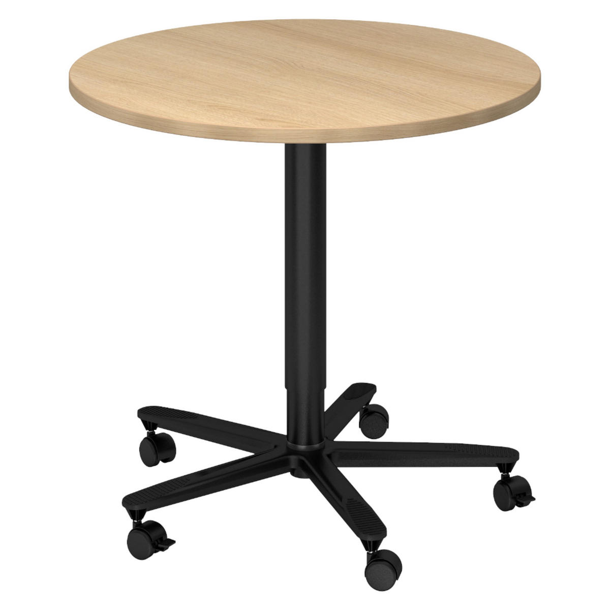 SÄULENHUBTISCH rund ST 80/80/74 cm in Eichefarben/schwarz - Eichefarben/Schwarz, Holzwerkstoff (80/80/74cm) - bümö