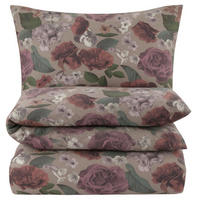 BIBER-BETTWÄSCHE 135x200 - Kuschelig warmer Flanell Bettbezug aus 100% Baumwolle für Herbst & Winter - Rosen Muster - Braun, Textil (135/200cm) - Carpe Sonno