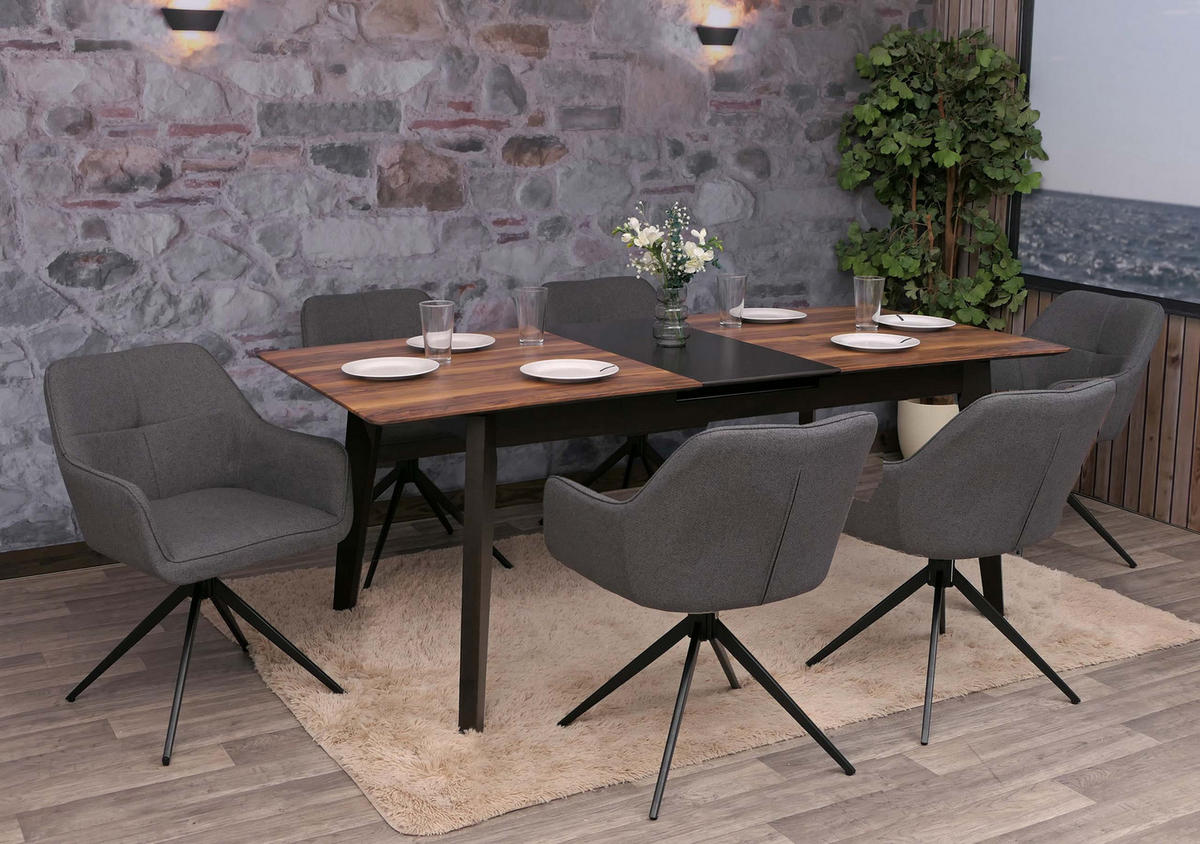 JÍDELNÍ ŽIDLE Černá, šedá, sada 6 kusů - šedá/černá, textil (53/80/59cm) - MCW