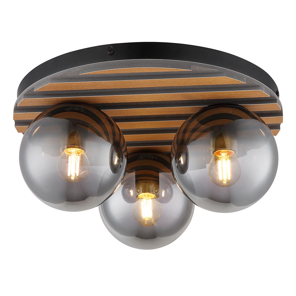 DECKENLEUCHTE PARSONS Metall schwarz matt - Schwarz, Glas (39/39/20cm) - Globo Lighting