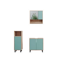 BADMÖBEL-SET Agasta Mintgrün 3 Teile, mit Midischrank - Mintgrün/Sonoma Eiche, Holzwerkstoff (56/57/28cm) - Vicco