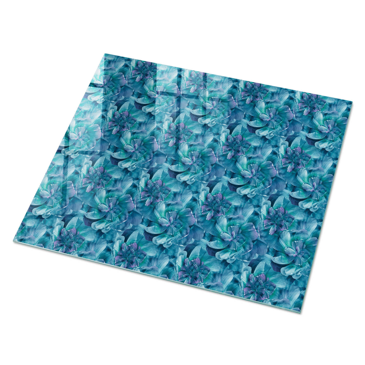 GLASPLATTE 80x60 cm – Blumenmosaik - Schwarz, Glas (0.4/80/60cm) - ArtPrintCave