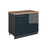SPÜLENUNTERSCHRANK Fame-Line, Dunkelblau Hochglanz/Anthrazit, 100 cm, AP Eiche - Anthrazit/Dunkelblau, Holzwerkstoff (100/82/60cm) - Vicco