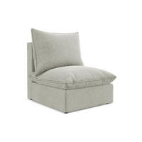 SOFAELEMENT Samt Stoff Grau - Hellgrau/Schwarz, Holzwerkstoff/Kunststoff (75/77/90cm) - LaMiaSofa