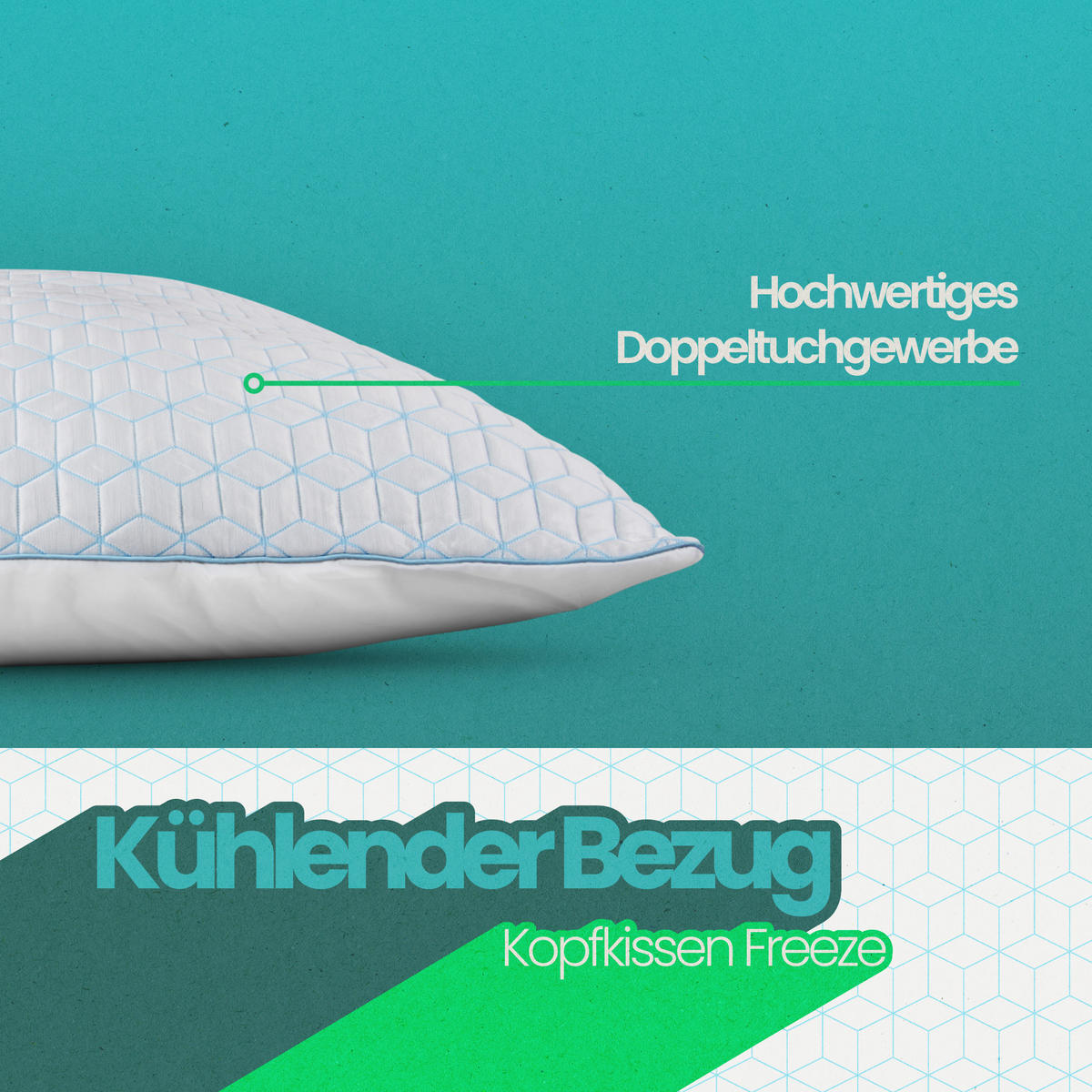 KOPFKISSEN "Freeze" Kühl-Effekt 40x80 cm - Weiß, Textil (80/40cm) - Bestlivings