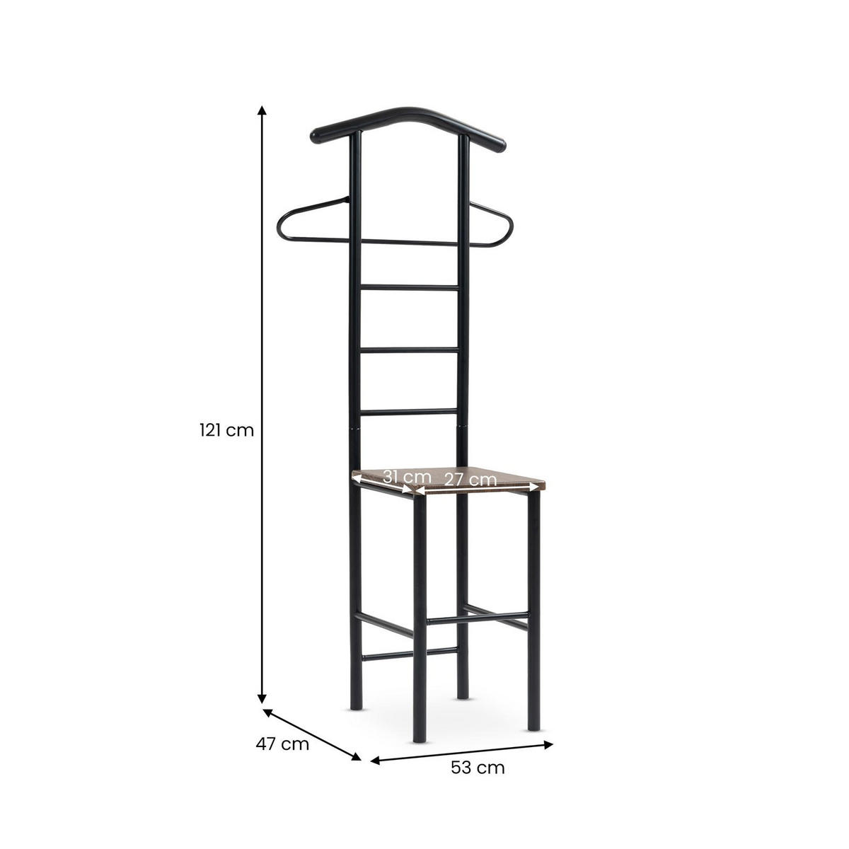 HERRENDIENER JIVO - Schwarz/Braun, Metall (53/121/47cm) - CARO-Möbel